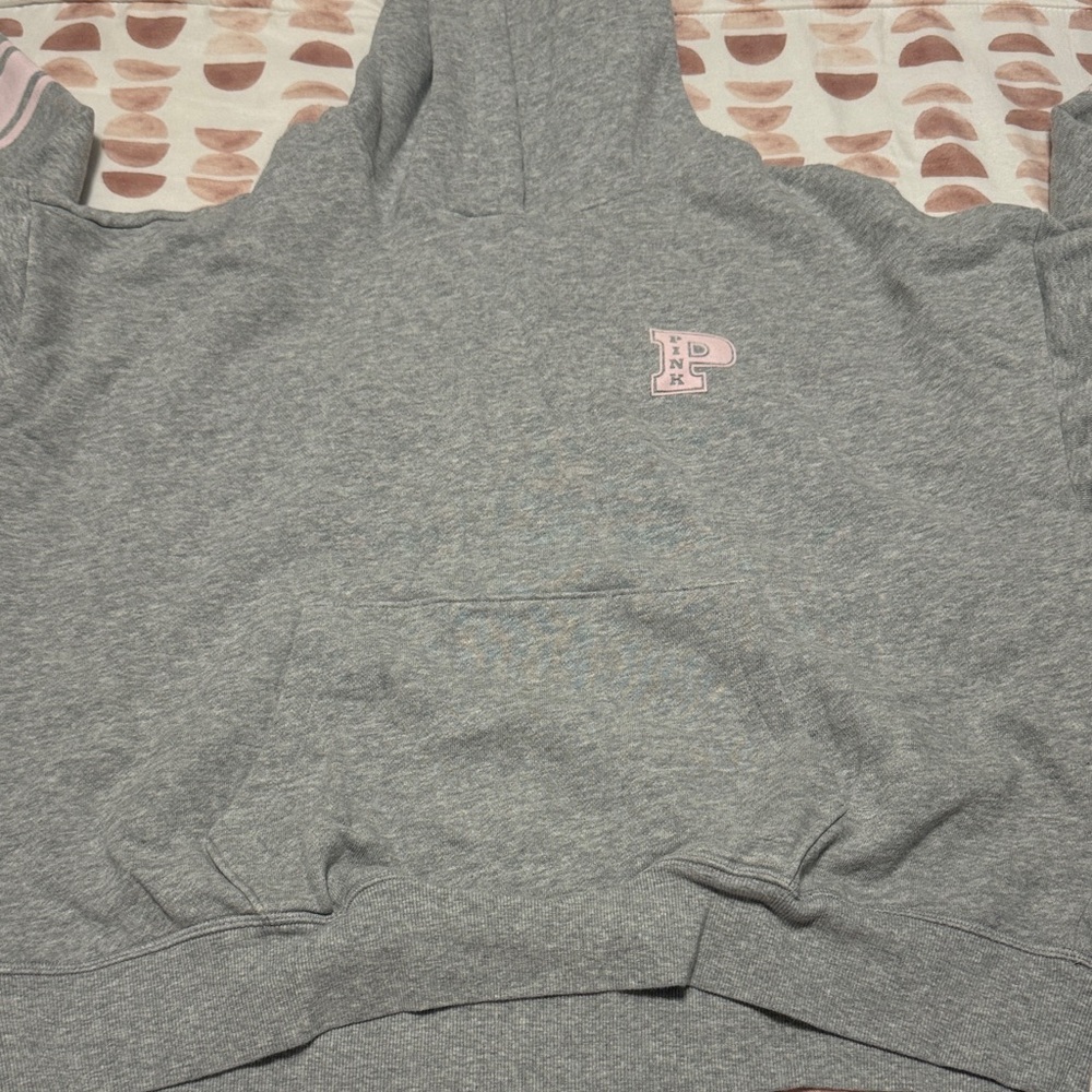 Gray Hoodie with Pink Logo